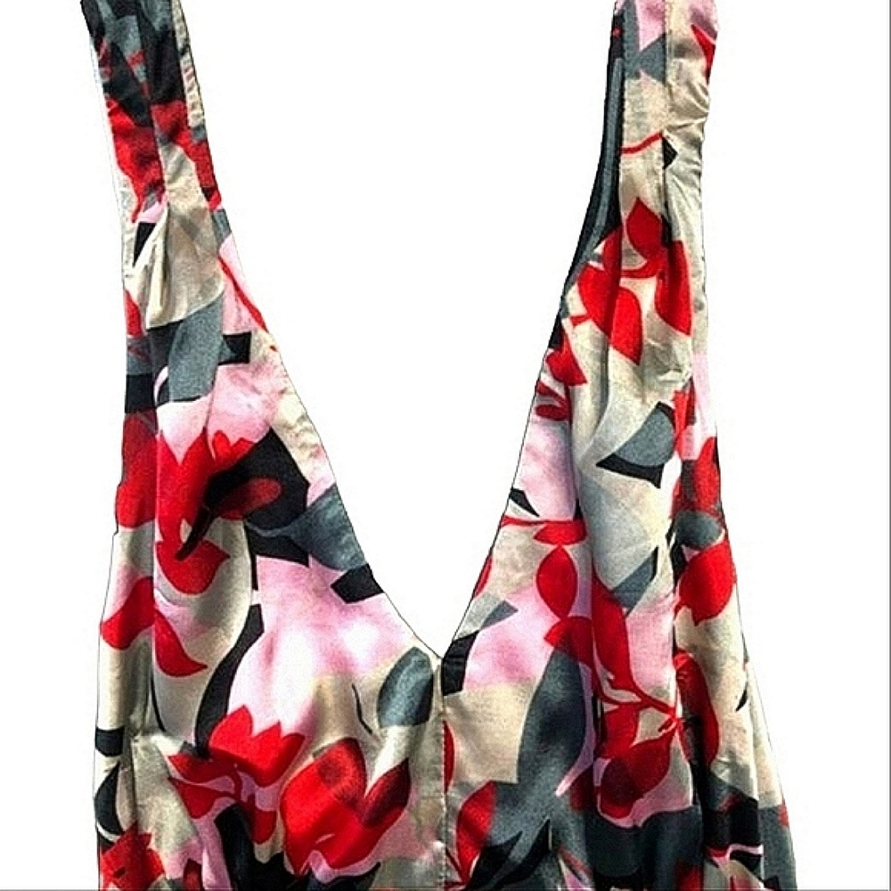 Satiny maxi dress red woman's size 6-8 Red, grey & black - Picture 3 of 12